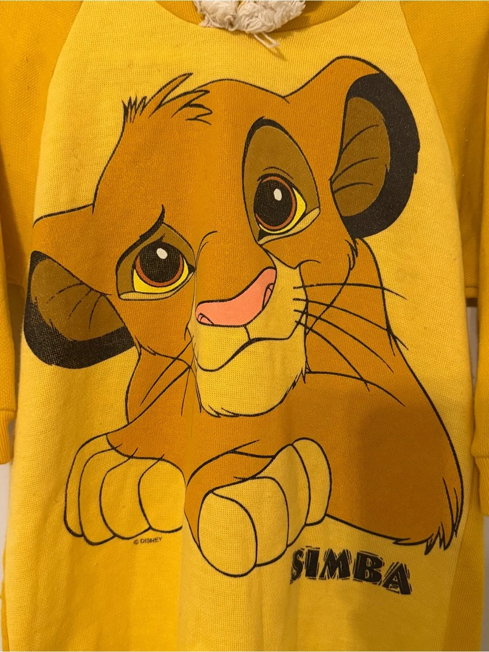 Vintage Disney The Lion King Simba Hooded Romper 18 Months Yellow 90s